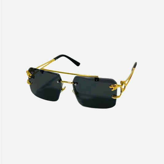 1095-Retro Rimless Fashion Sunglasses- BLACK/GOLD