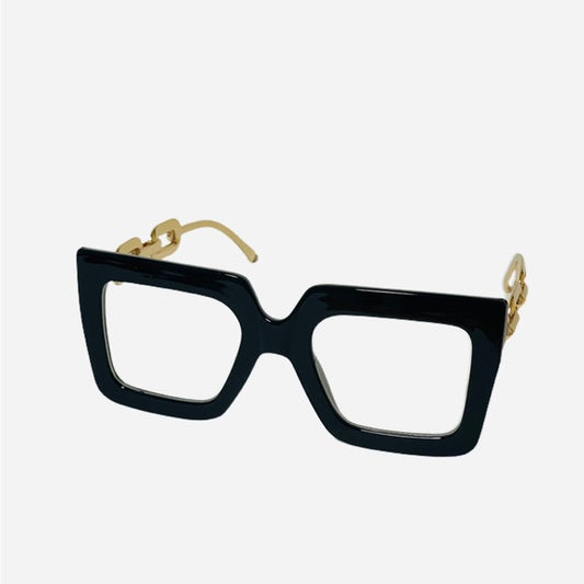 1162-Oversized Blue Light Blocking Protection Eyeglasses. Black/Gold