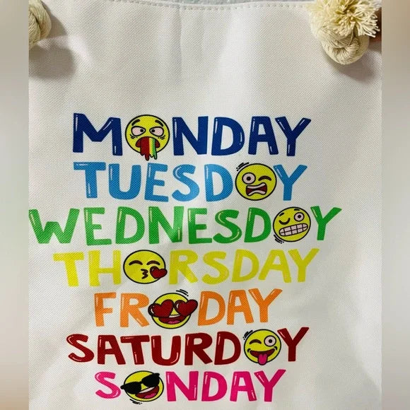 1043-Large Weekdays Emoji Beach Bag BOUTIQUE