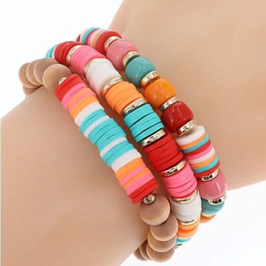 1084-3Pcs Multicolored Stretch Bracelet Set BOUTIQUE