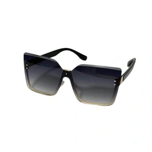 1109-Rimless Oversized Vintage Gradient Sunglasses - Black BOUTIQUE