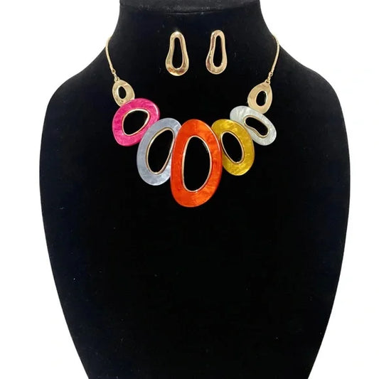 1182-Multicolored Necklace Earrings Set