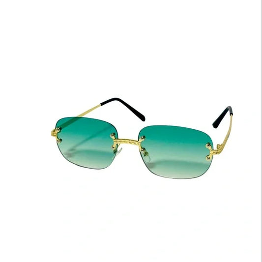 1222- Rimless Vintage Sunglasses -Gradient Green