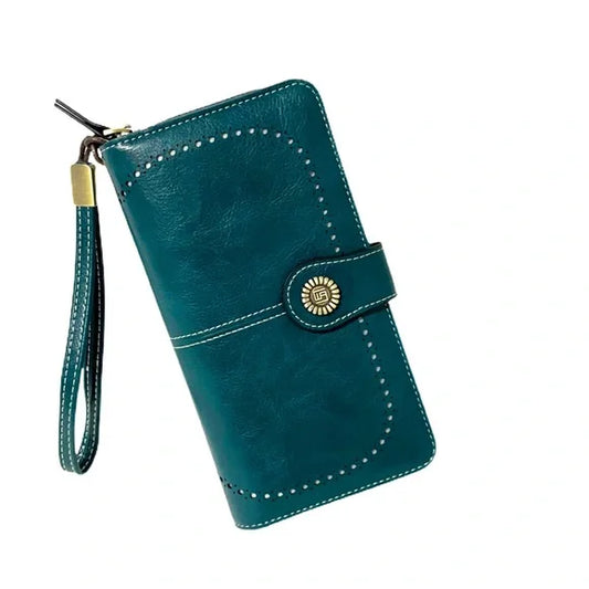 1219-Multi Card Slots Vintage Style Wallet- Dark Teal