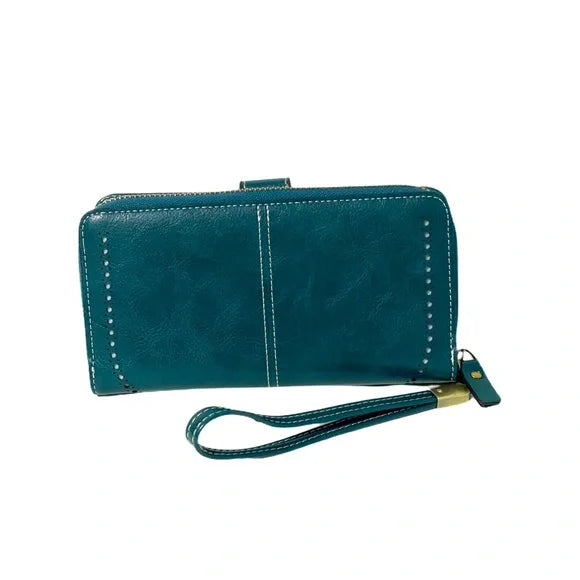 1219-Multi Card Slots Vintage Style Wallet- Dark Teal